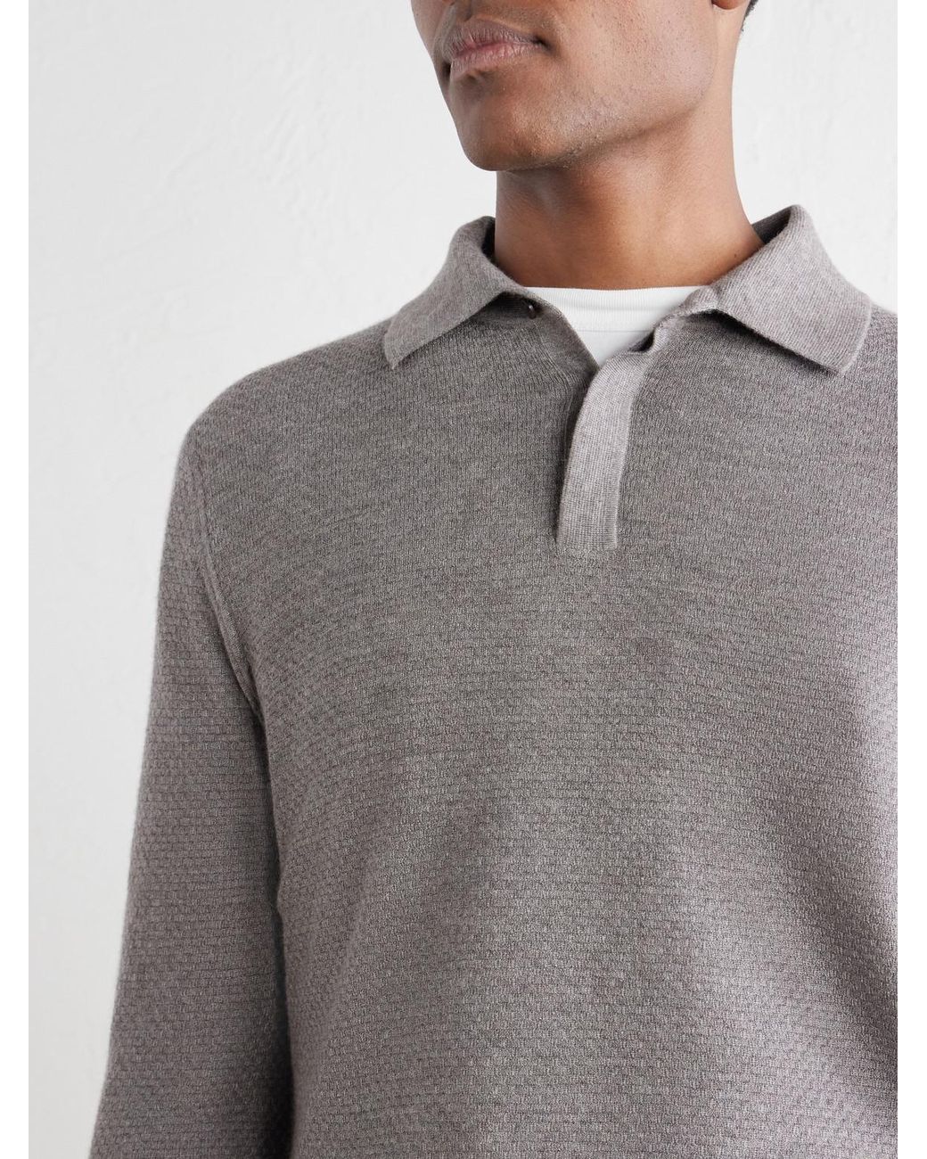 Mr P. Gray Cashmere And Silk-Blend Polo Sweater for men
