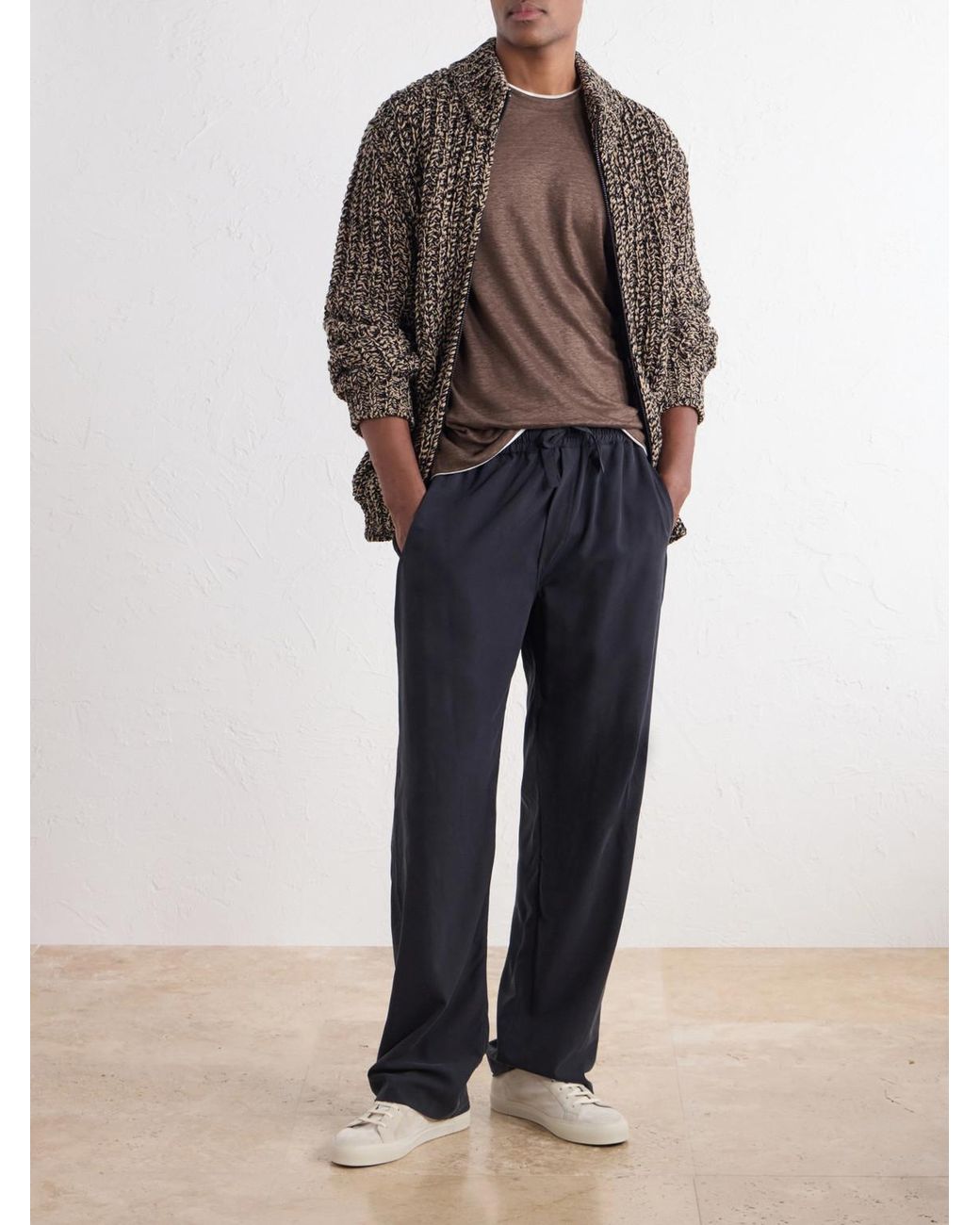 Eleventy Brown Linen T-Shirt for men