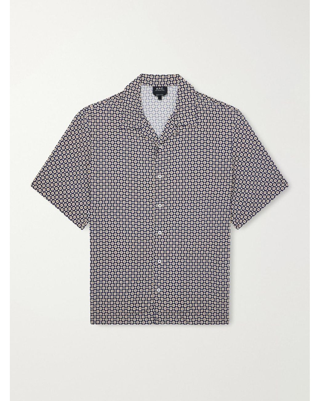 A.P.C. Gray Bennet Printed Crepe De Chine Shirt for men