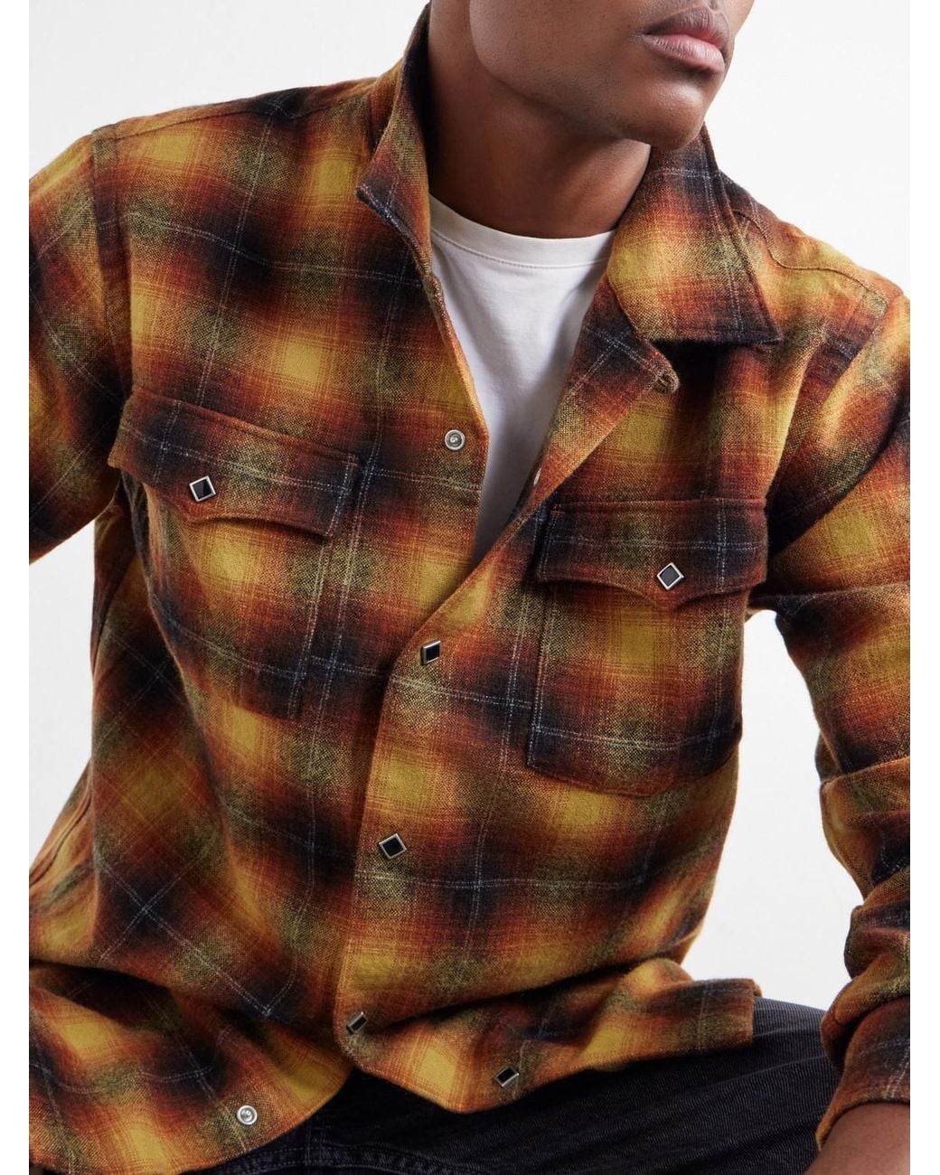RRL Brown Jesse Checked Wool-Blend Flannel Shirt for men