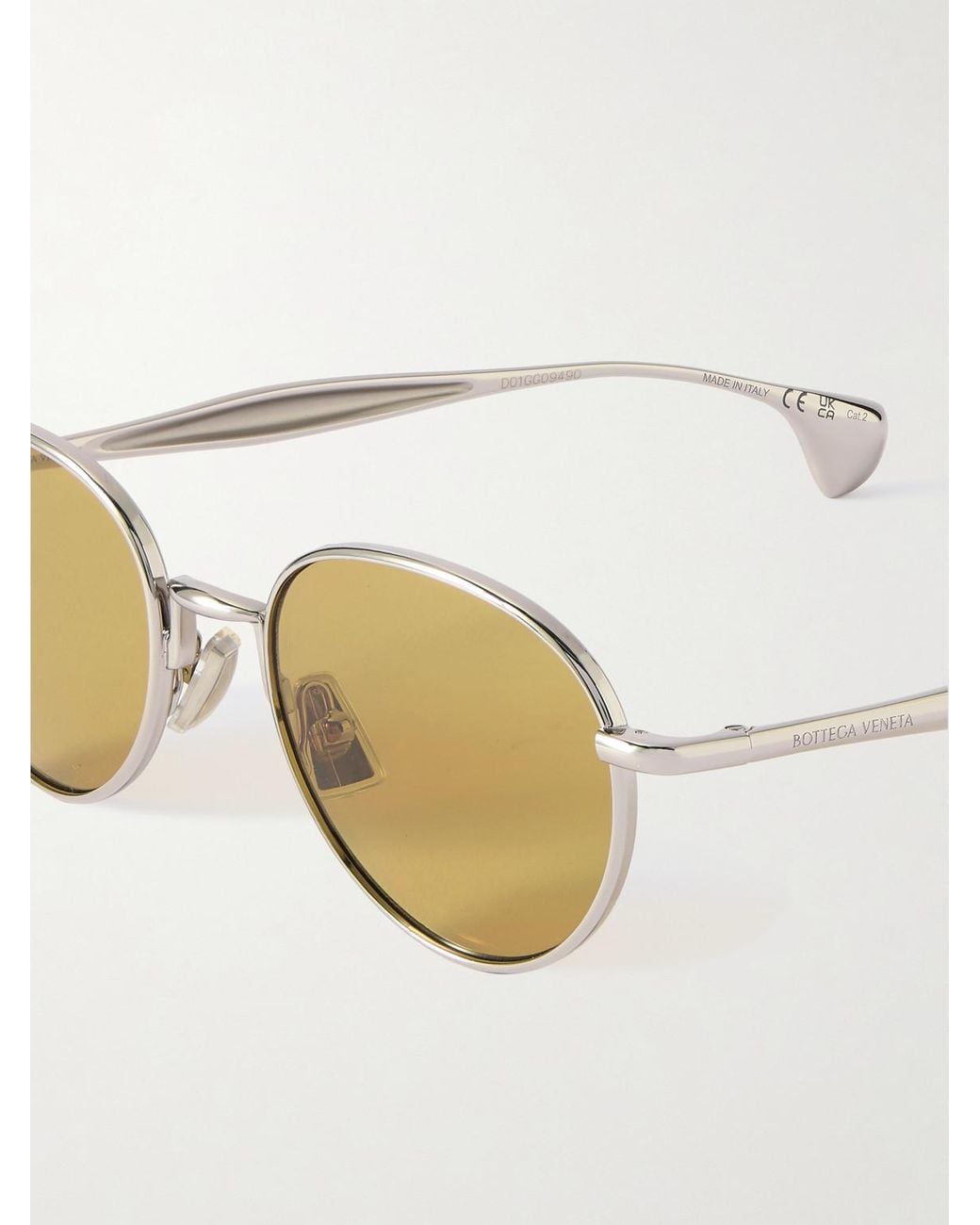 Bottega Veneta Metallic Round-Frame-Tone Metal Sunglasses for men