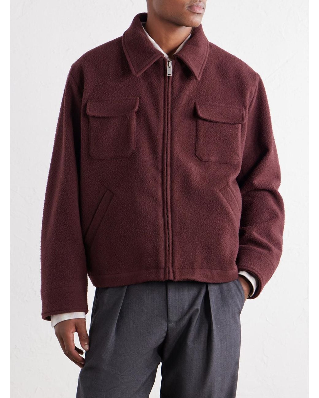 Second Layer Red Jefe Wool Blouson Jacket for men