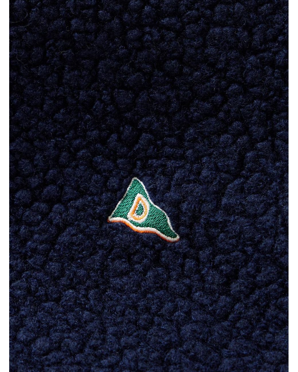 Drake's Blue Logo-Embroidered Wool-Blend Fleece Gilet for men