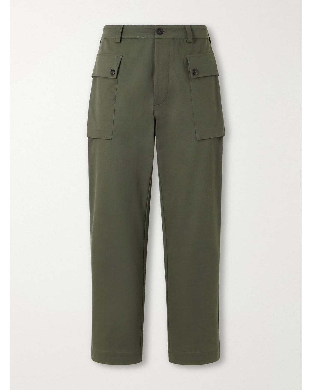 Ghiaia Green Webster Tapered Cotton-Blend Twill Cargo Trousers for men