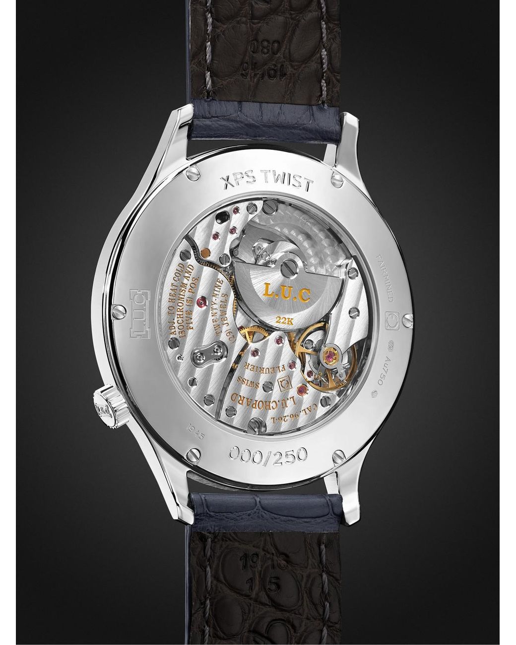 Chopard Blue L.U.C Xps Twist Qf Automatic 40Mm 18-Karat And Alligator Watch, Ref. No. 161945-1001 for men