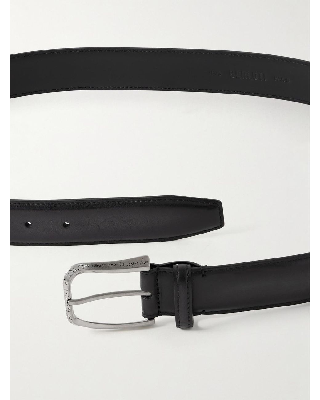 Berluti Black Curve 3.5Cm Scritto Venezia Leather Belt for men