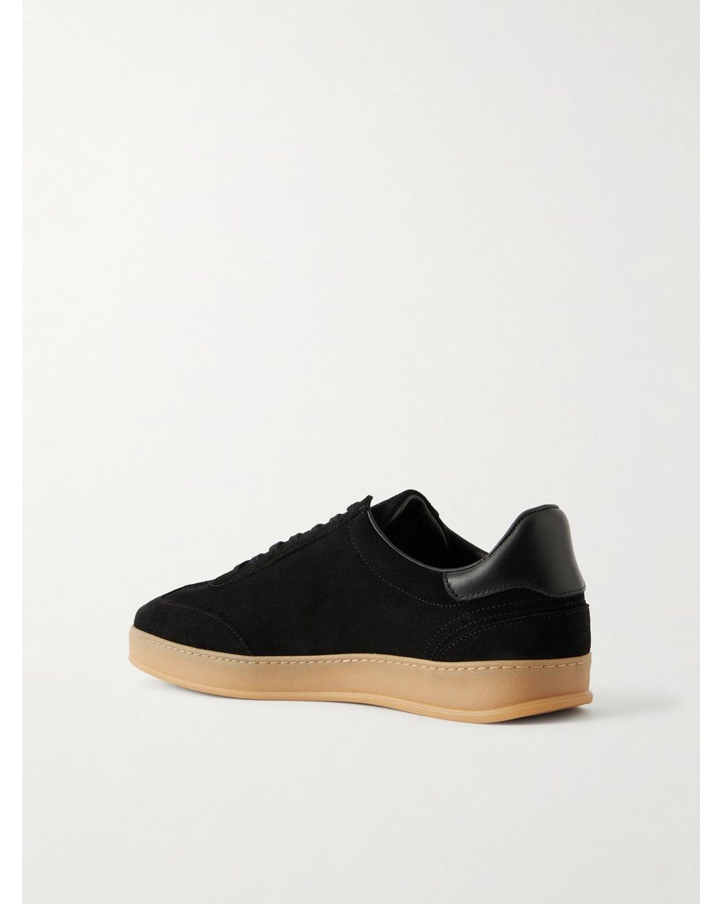 Mr P. Black Leather-trimmed Suede Sneakers for men