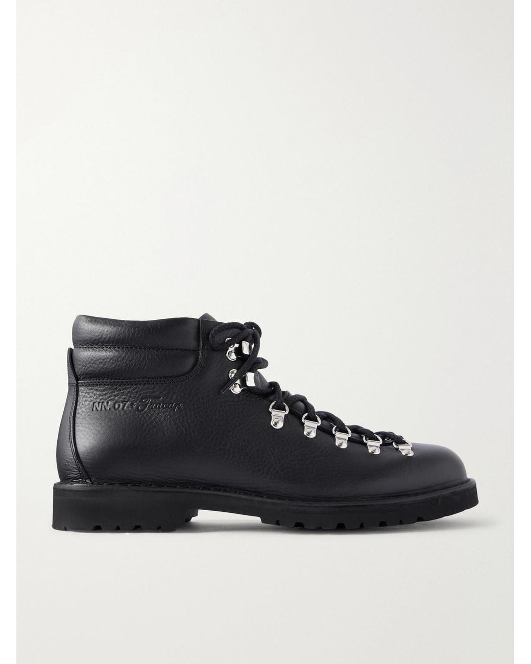 NN07 Black Fracap M127 Textured Leather Hiking Boots for men