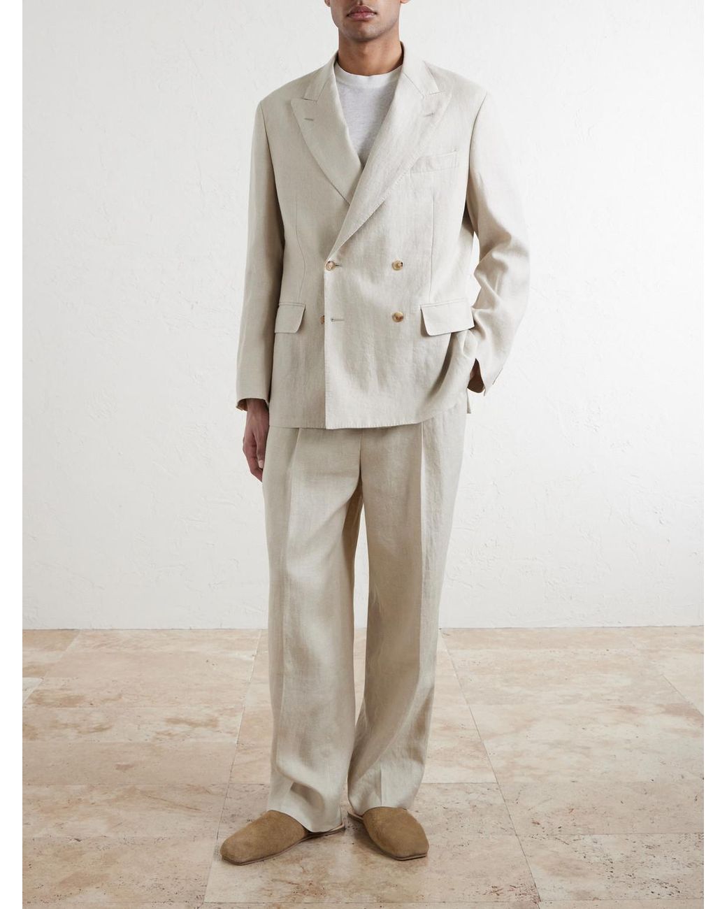Kaptain Sunshine White Straight-leg Linen And Silk-blend Trousers for men