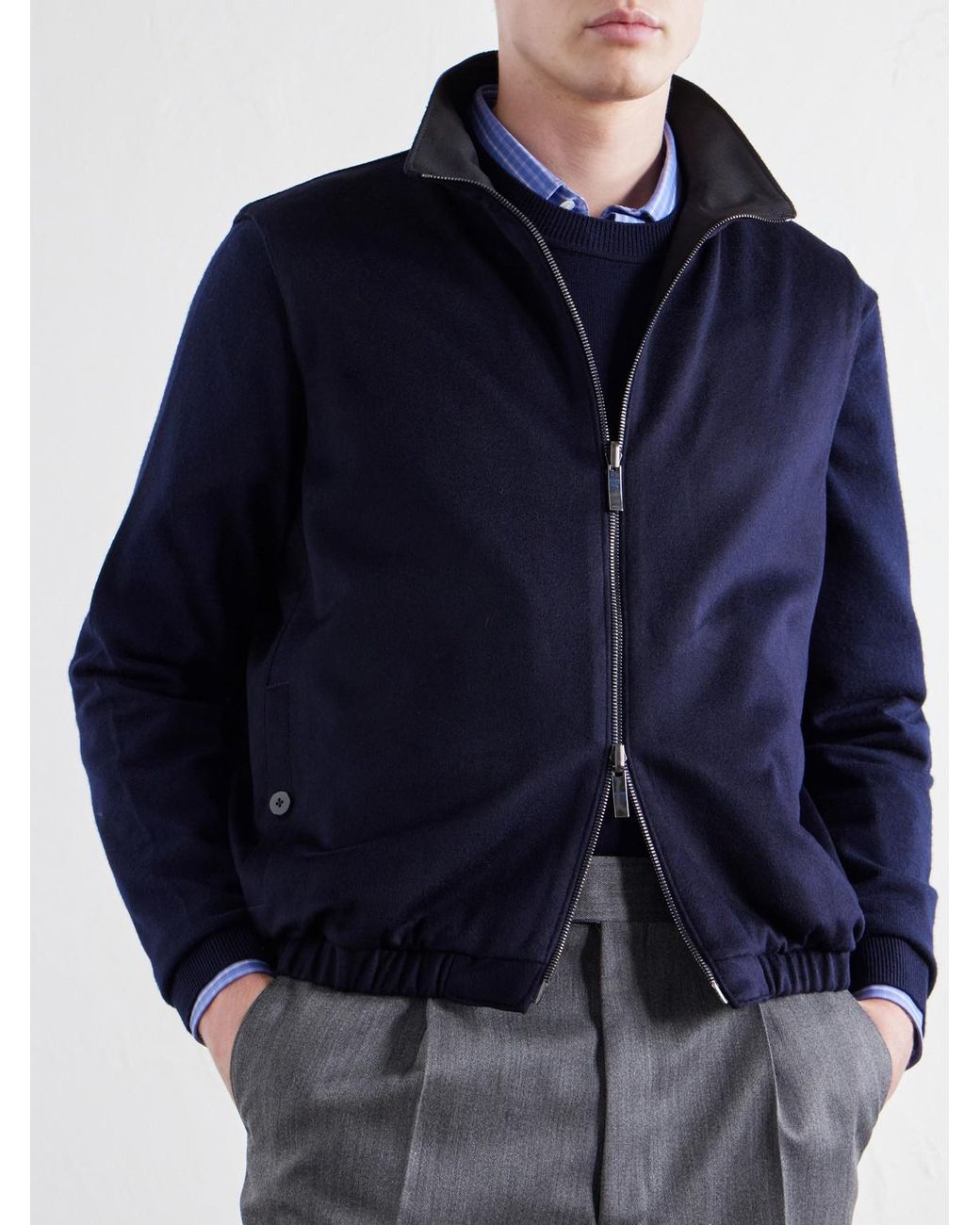 STÒFFA Blue Reversible Brushed-Cashmere Gilet for men