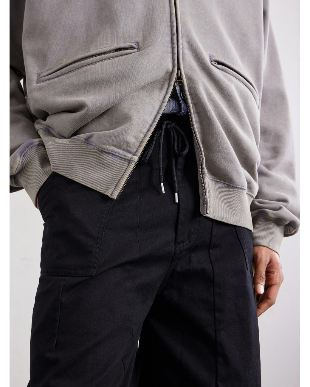 FRIZMWORKS Black Wide-Leg Cotton-Twill Trousers for men