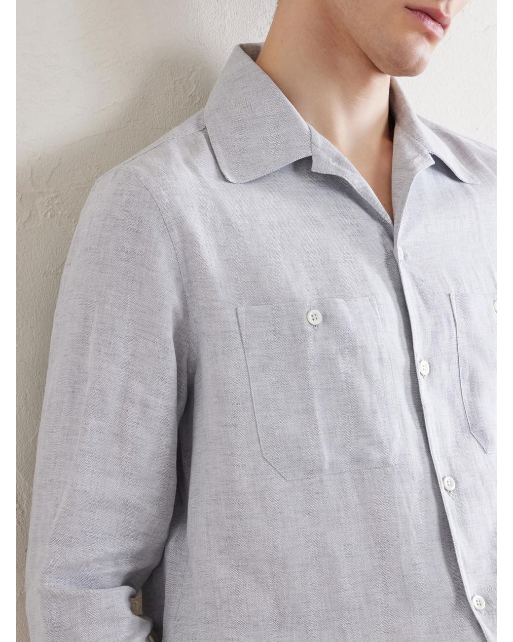 Brunello Cucinelli White Hemp, Linen And Cotton-Blend Shirt for men