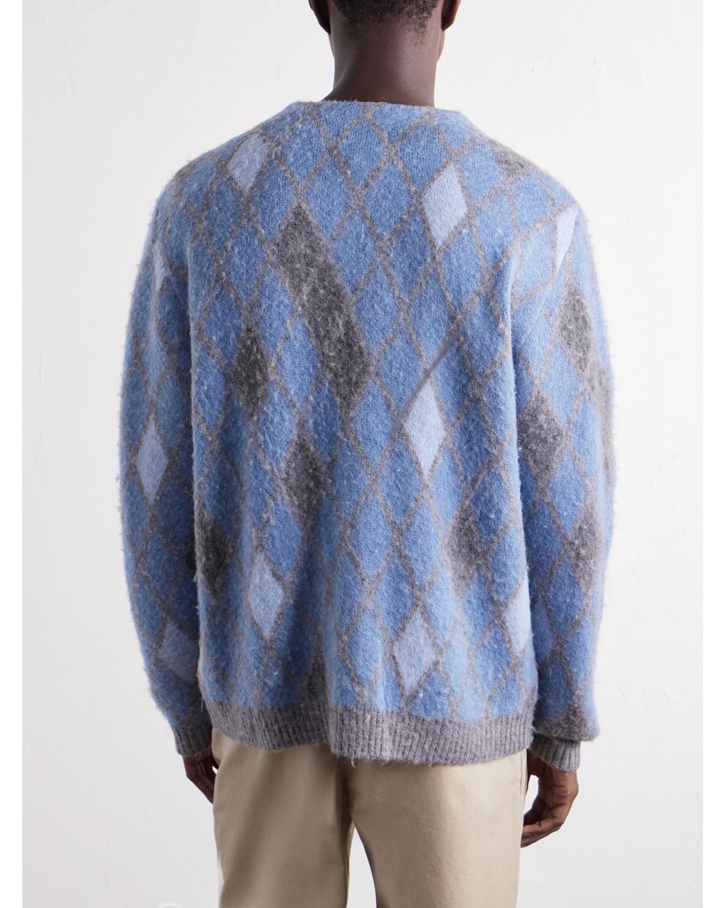 NN07 Blue Chris 60077 Argyle-Jacquard Cardigan for men