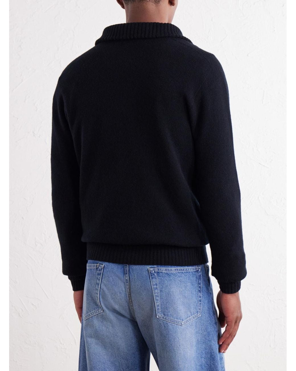 Altea Blue Half-Zip Virgin Wool Sweater for men