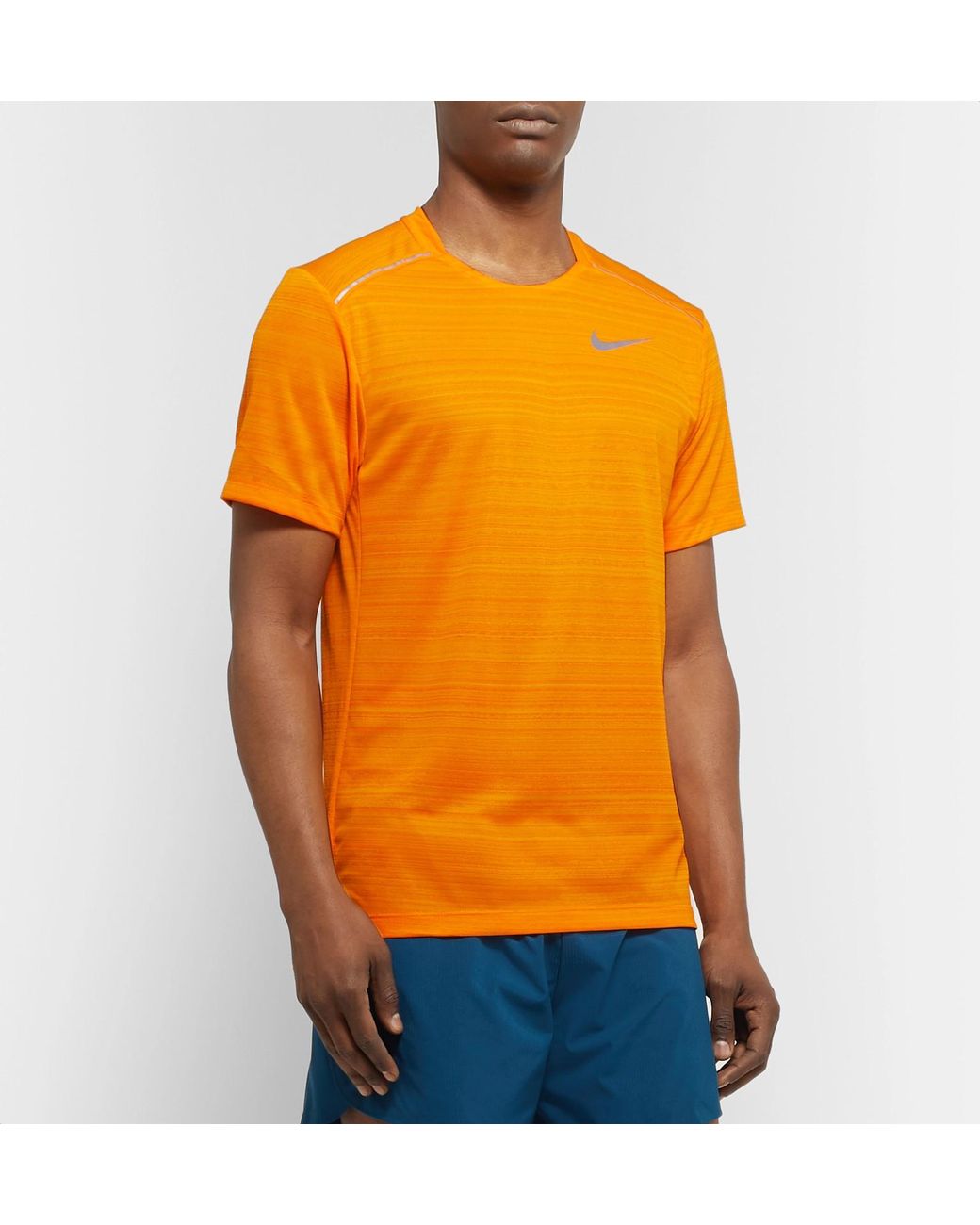 Nike Miler Breathe Dri-fit Mesh T-shirt in Orange for Men | Lyst UK