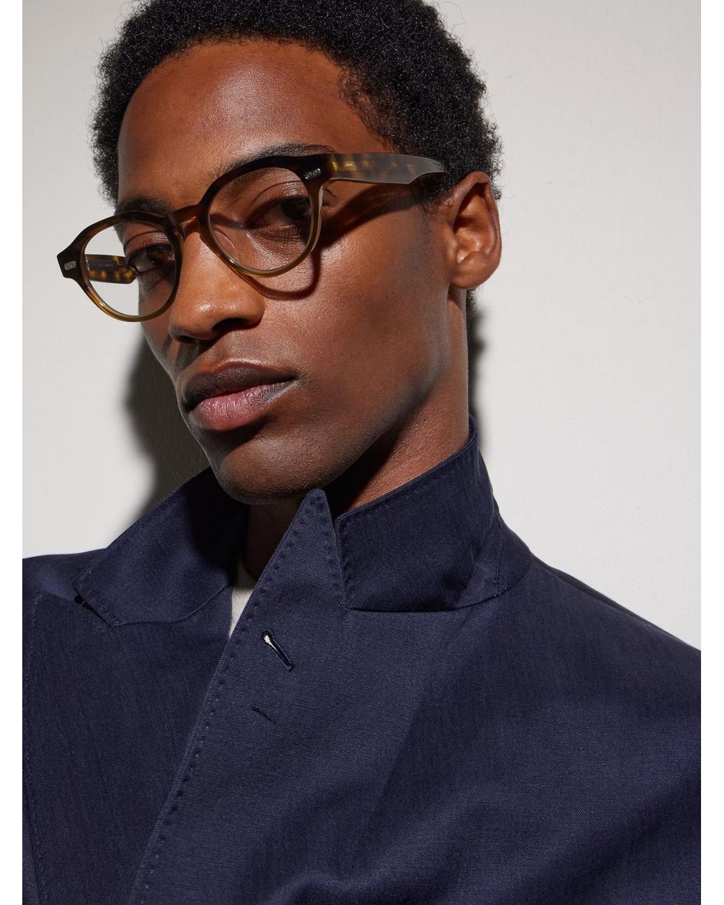 Brunello Cucinelli Natural Round-Frame Acetate Glasses for men