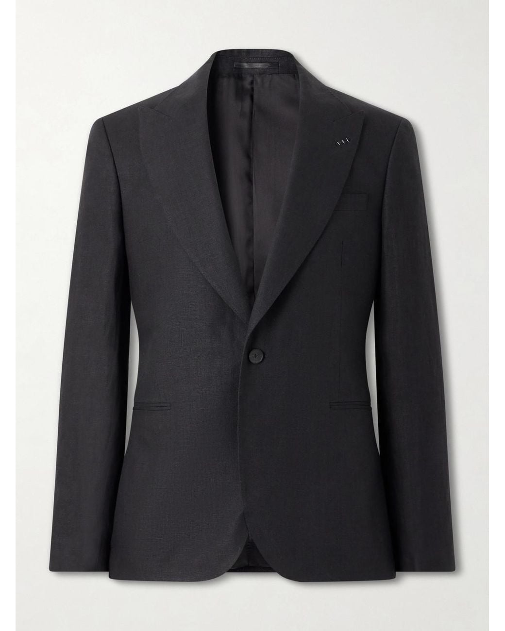 Mr P. Black Slim-Fit Linen Tuxedo Jacket for men