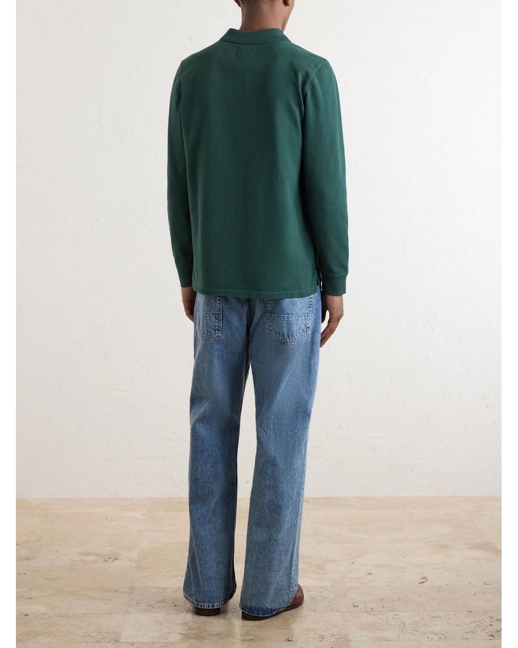 Drake's Green Cotton-Piqué Polo Shirt for men