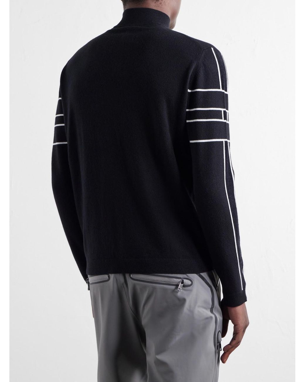 Bogner Black Kuno Striped Jacquard-Knit Wool Half-Zip Ski Midlayer for men