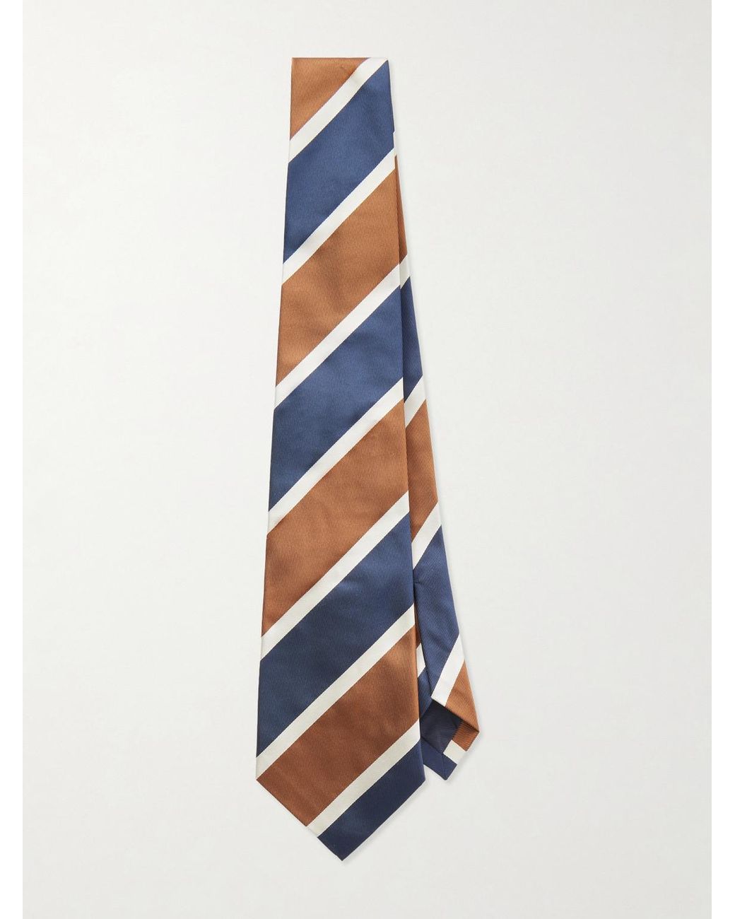 Dunhill White 9.5cm Striped Silk Tie for men