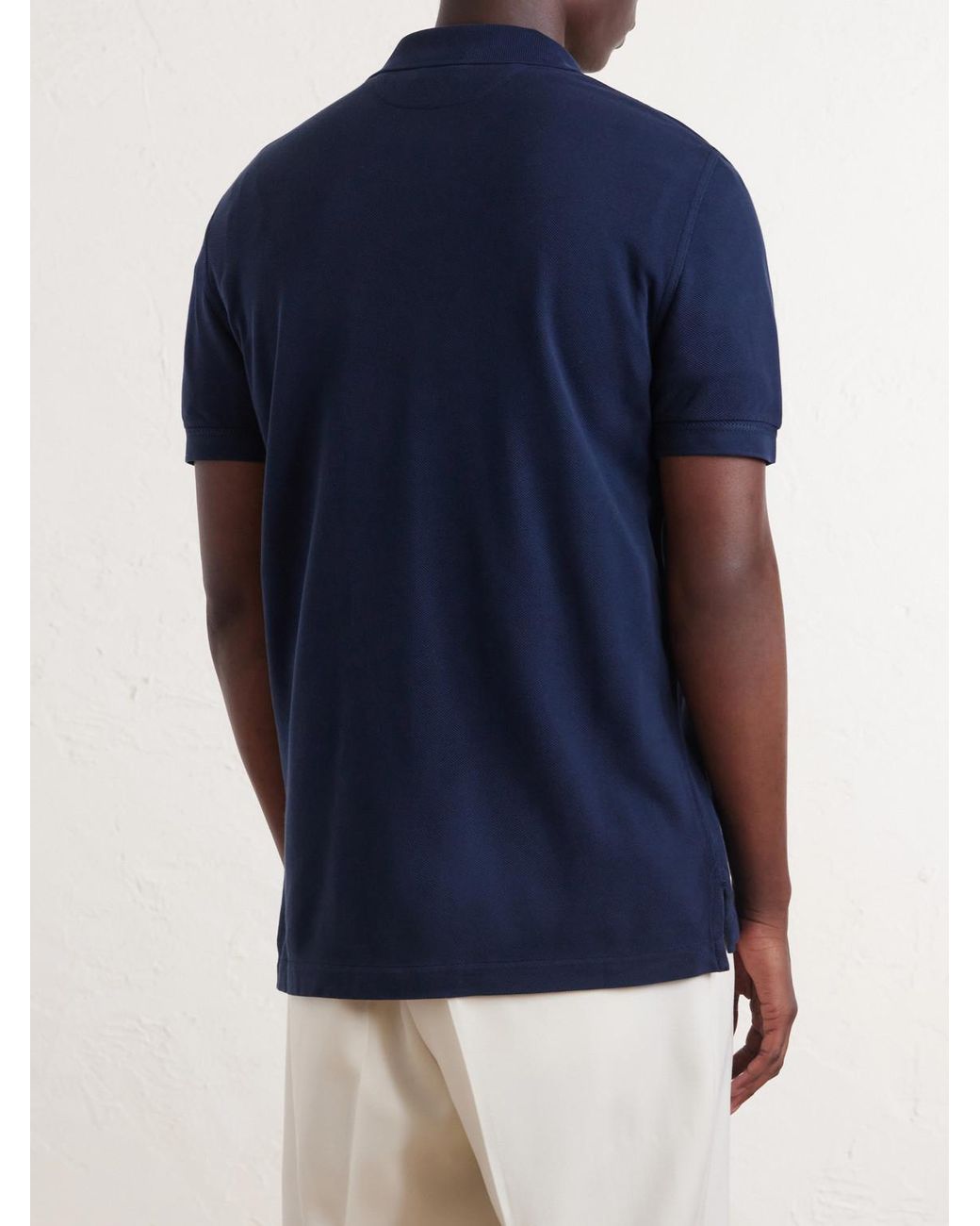 Tom Ford Blue Slim-fit Lyocell And Cotton-blend Piqué Polo Shirt for men