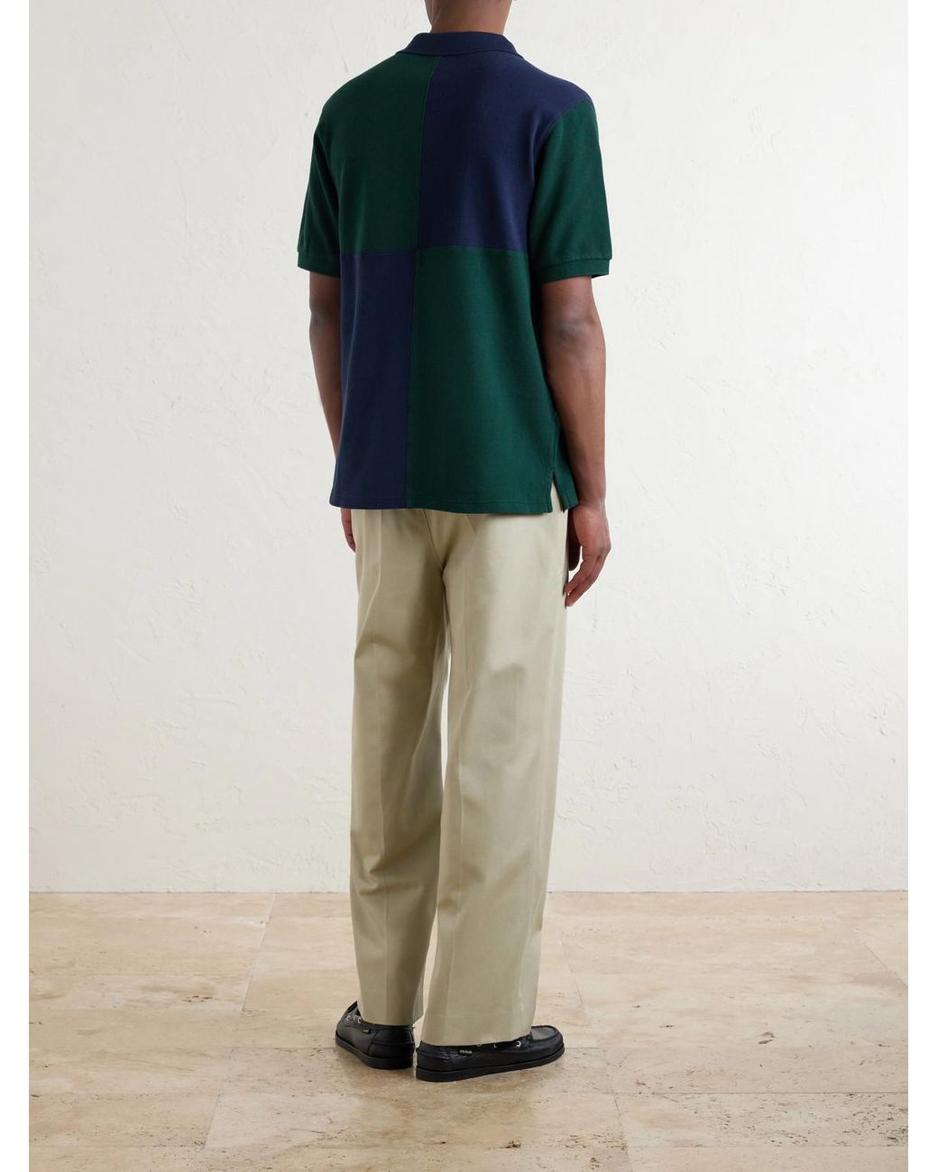 Aimé Leon Dore Blue Logo-Embroidered Colour-Block Cotton-Piqué Polo Shirt for men