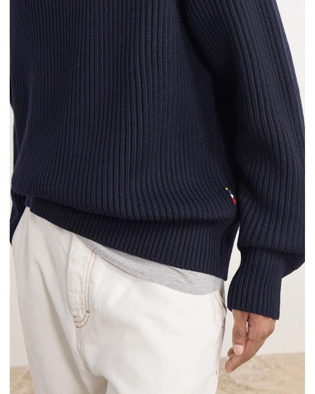 Orlebar Brown Blue Kirk Ribbed Merino Wool Hoodie for men