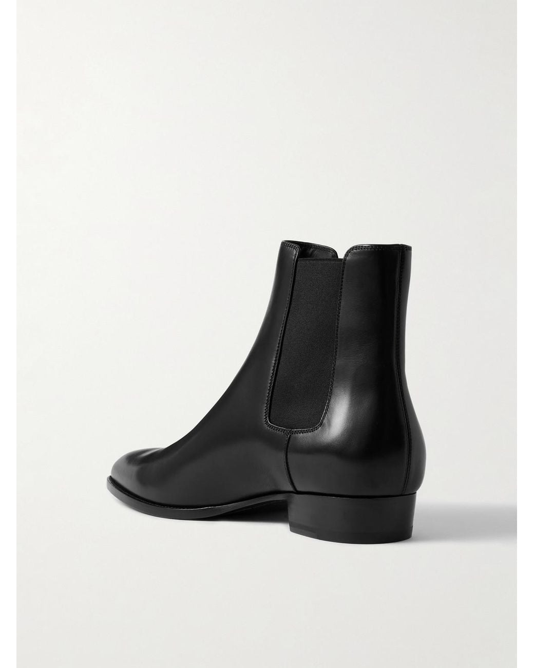 Saint Laurent Black Wyatt Leather Chelsea Boots for men
