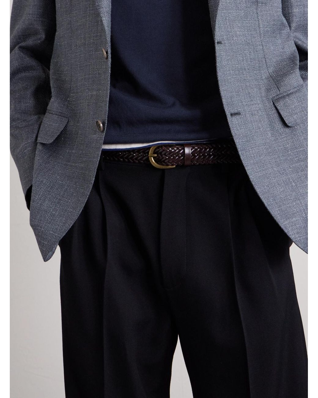 Morjas Brown 3cm Woven Leather Belt for men