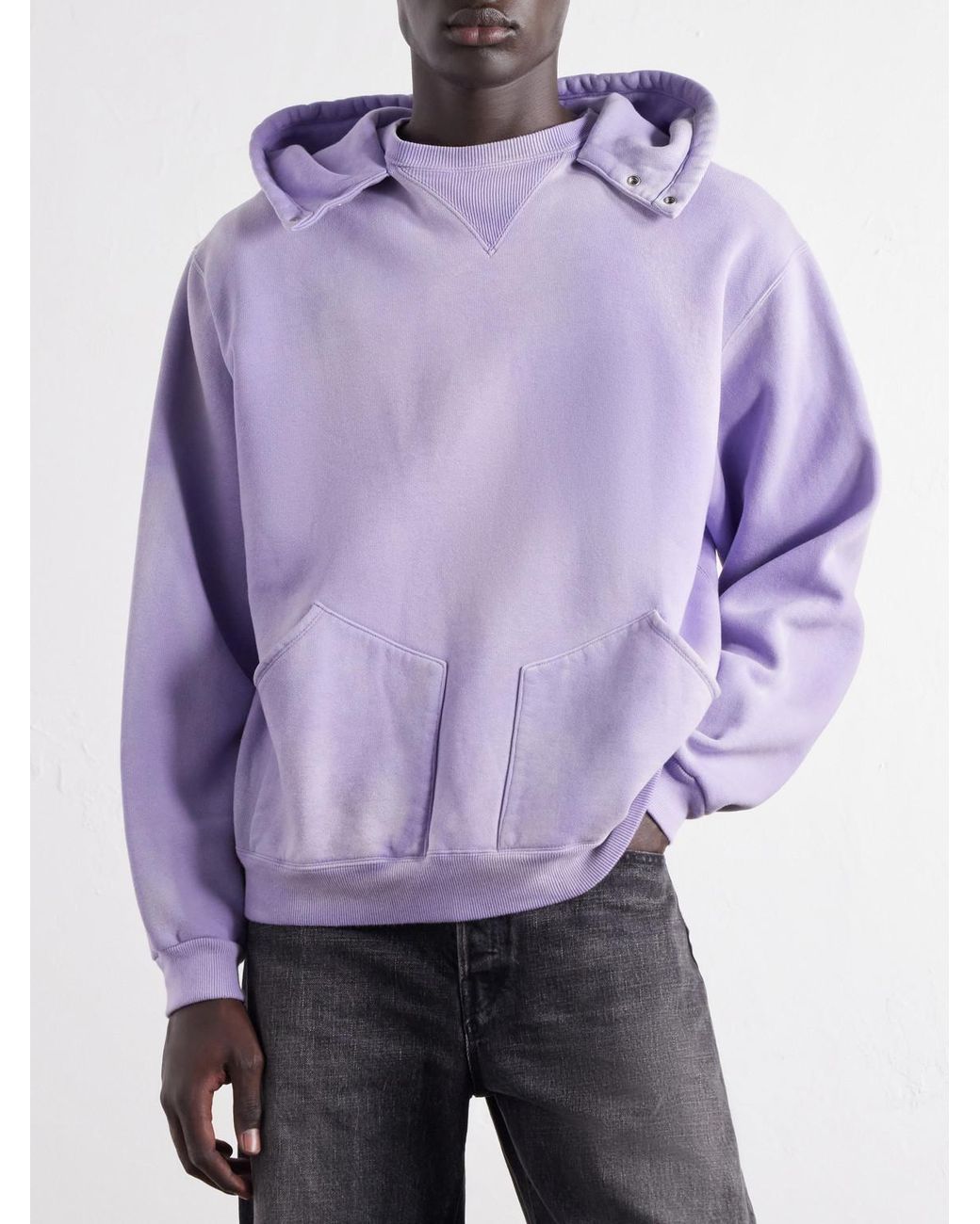A.PRESSE Purple Cotton-Jersey Hoddie for men