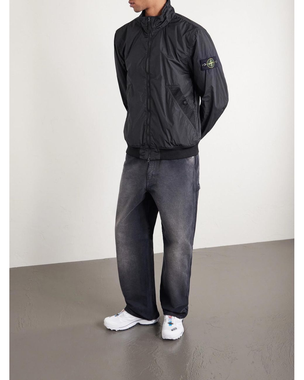 Stone Island Black Crinkled Recycled-Nylon Jacket for men