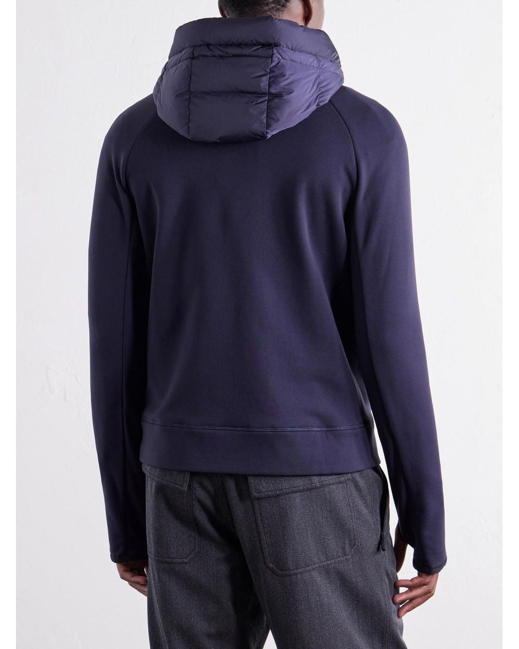Moncler Blue Hooded Quilted Shell And Polartec Power Stretch Pro Ski Mid-Layer for men