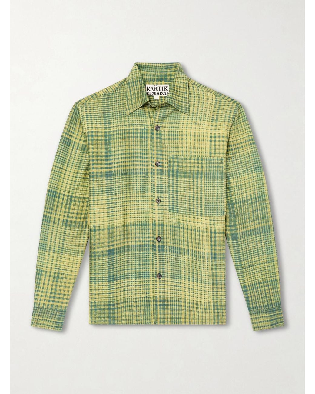Kartik Research Green Pataudi Checked Silk Shirt for men