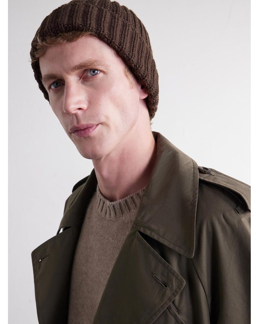 STÒFFA Brown Ribbed Cashmere Beanie for men