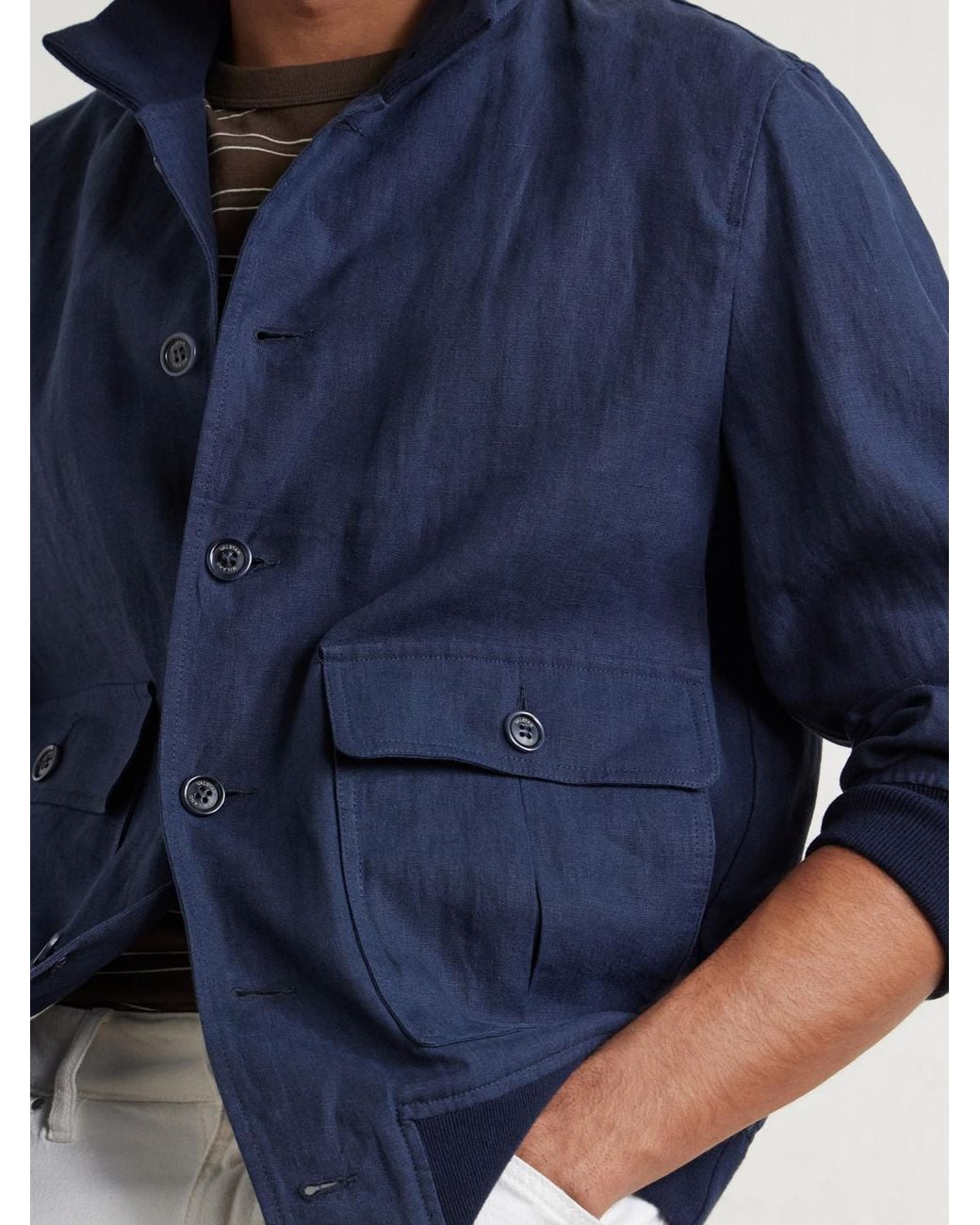 Valstar Blue Ino Linen Bomber Jacket for men