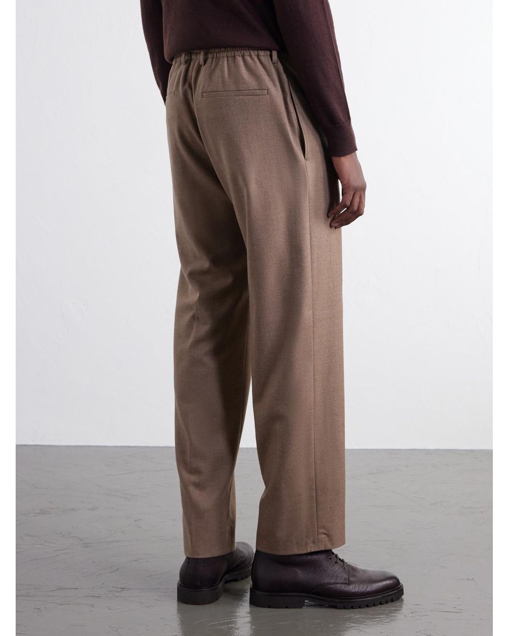 Boglioli Natural Straight-Leg Woven Virgin Wool Trousers for men