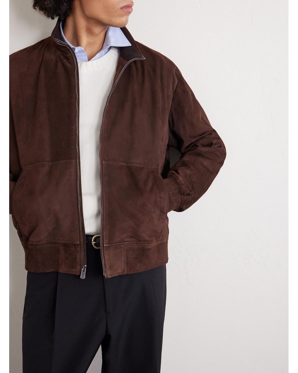 Ralph Lauren Brown Suede Bomber Jacket for men