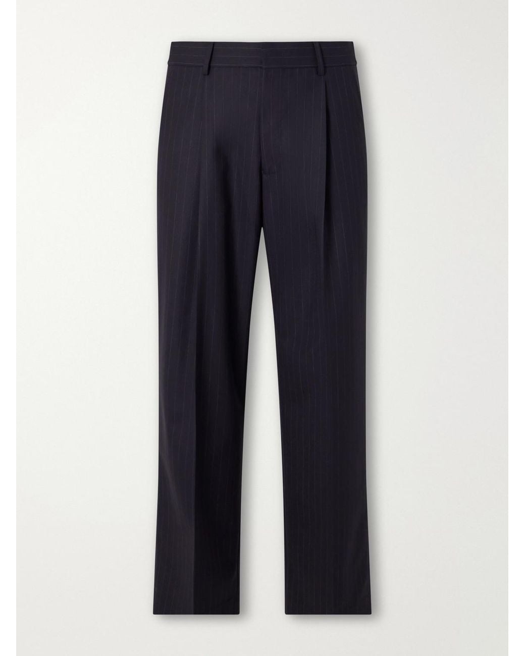 NN07 Blue Kay 10037 Wide-Leg Pleated Pinstriped Woven Trousers for men