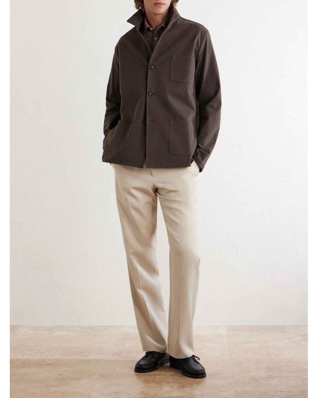 Massimo Alba Brown Florida Cotton-Blend Moleskin Overshirt for men