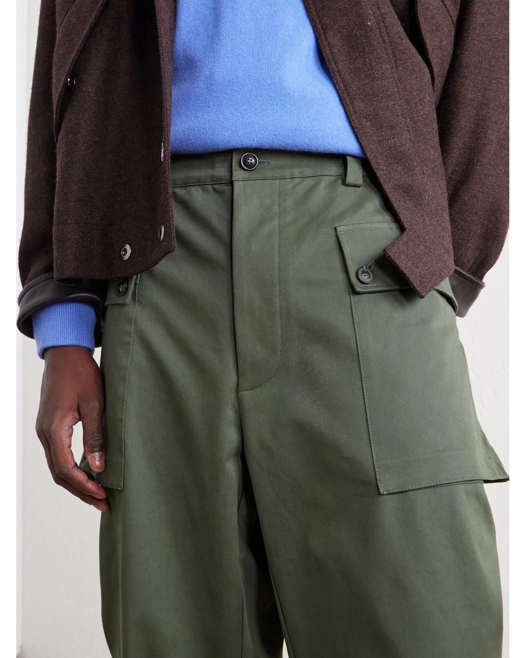 Ghiaia Green Webster Tapered Cotton-Blend Twill Cargo Trousers for men