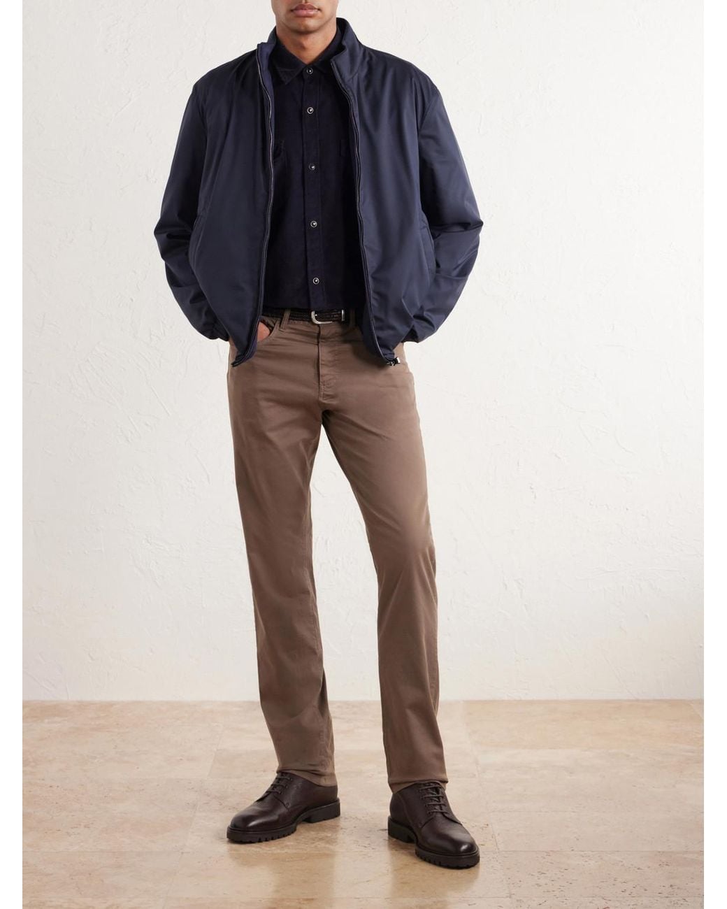 Canali Natural Straight-Leg Cotton-Blend Twill Trousers for men