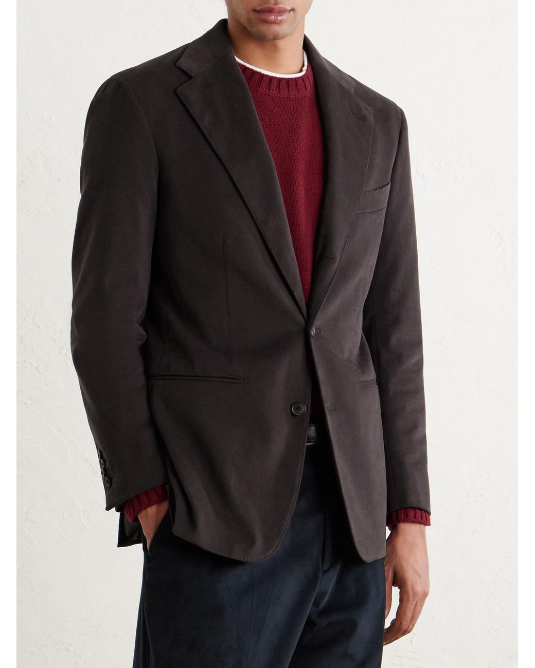 Saman Amel Black Cotton-blend Twill Suit Jacket for men