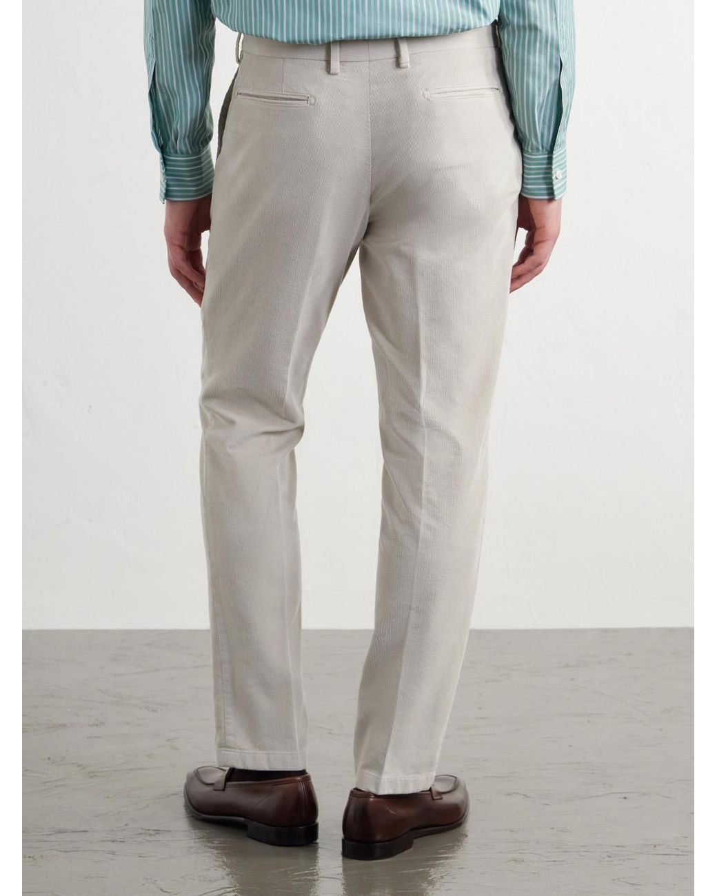 Boglioli White Straight-Leg Cotton-Blend Corduroy Suit Trousers for men