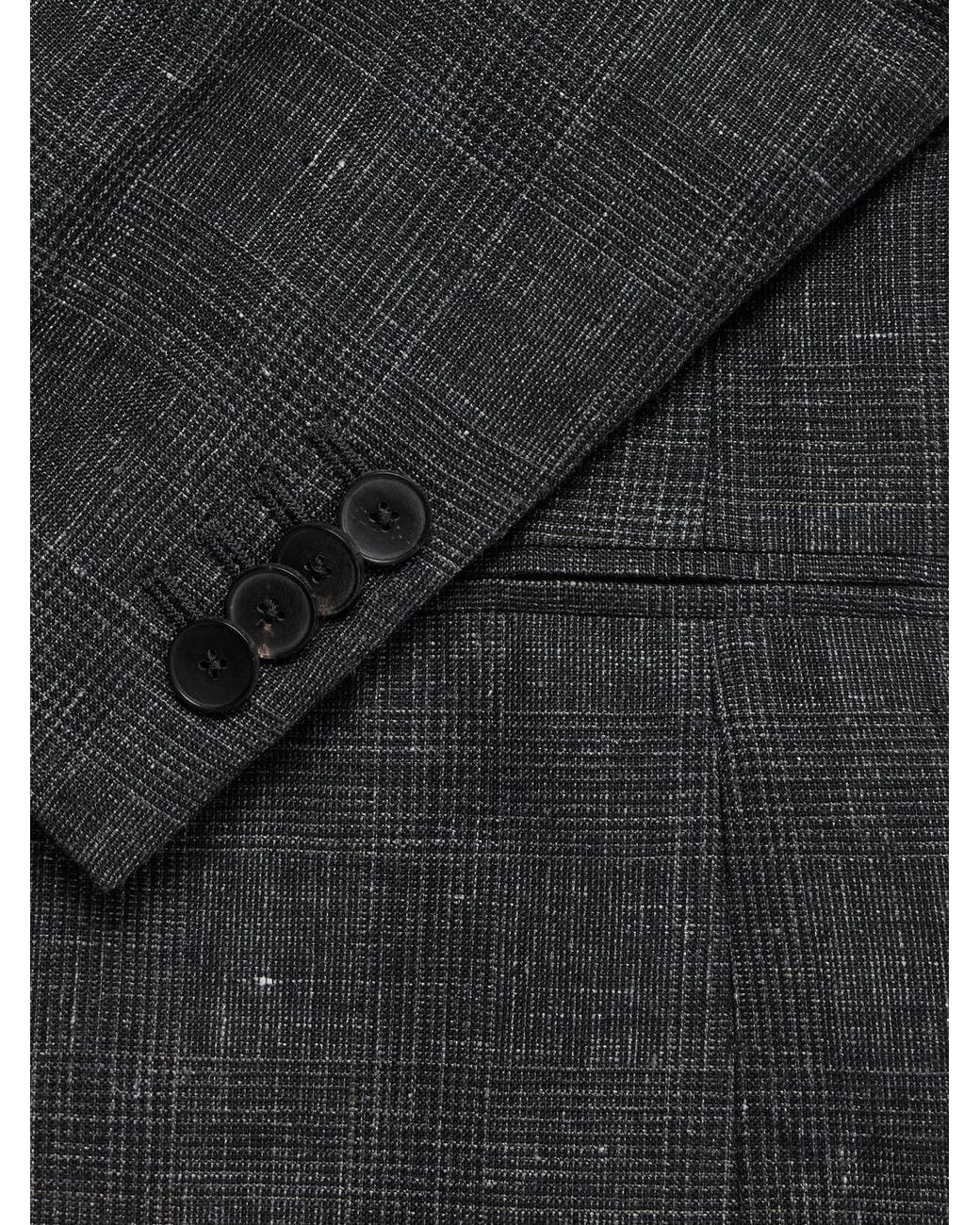 Mr P. Black Delave Linen Check Jacket for men