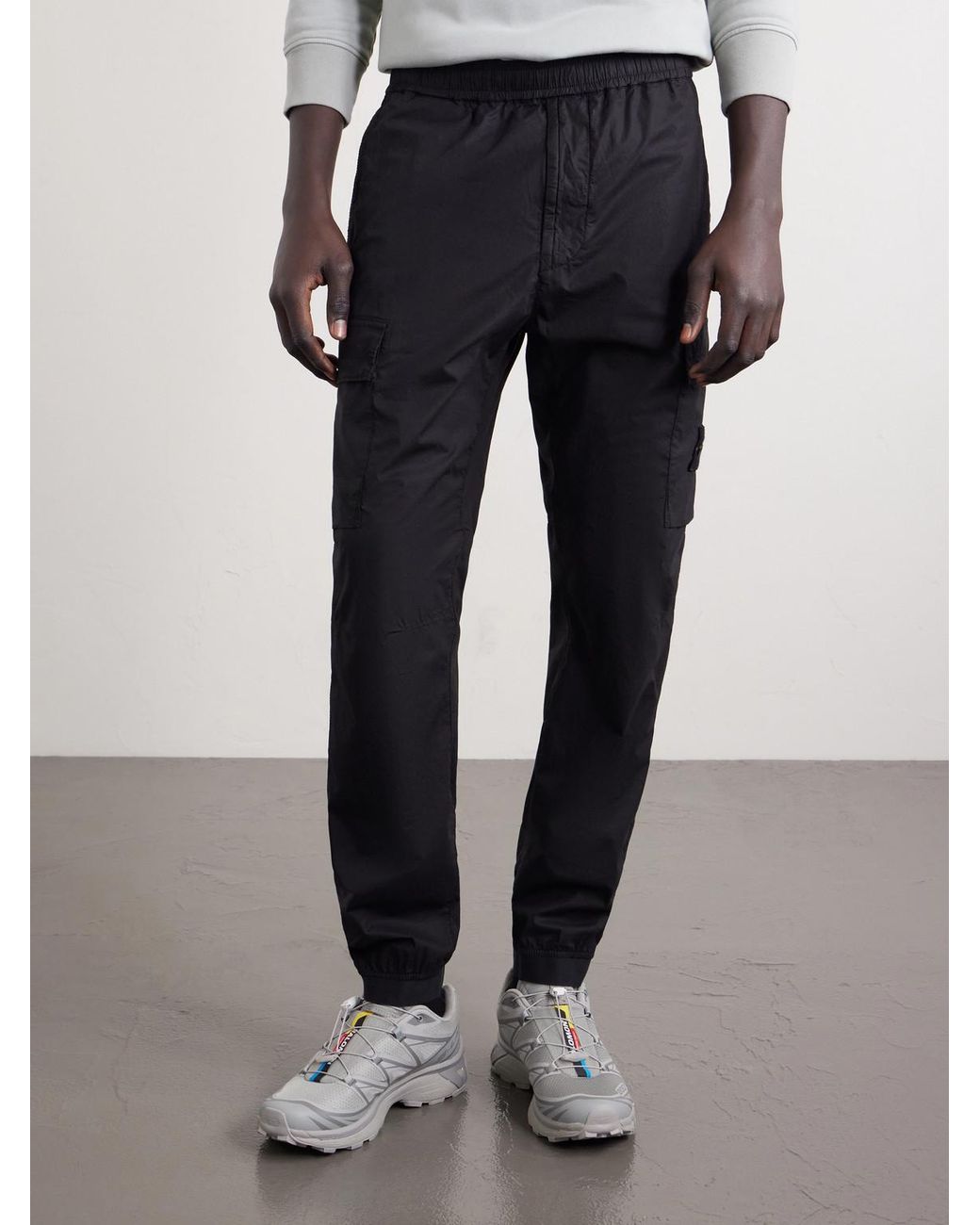 Stone Island Blue Tapered Stretch-Cotton Shell Cargo Trousers for men