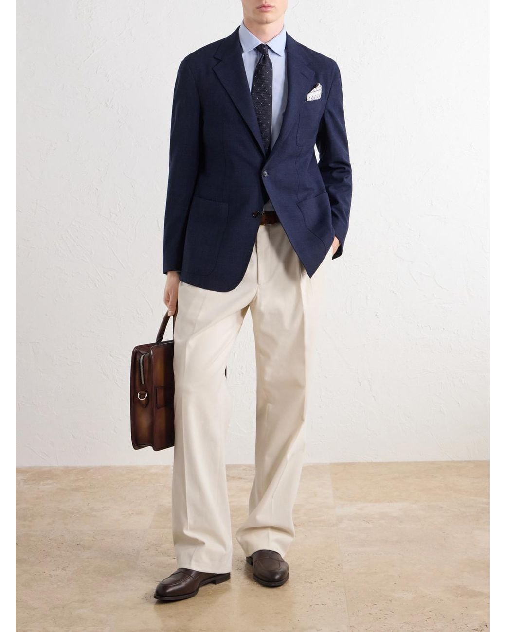 Dunhill Blue Prince Of Wales Checked Wool And Mohair-Blend Blazer for men