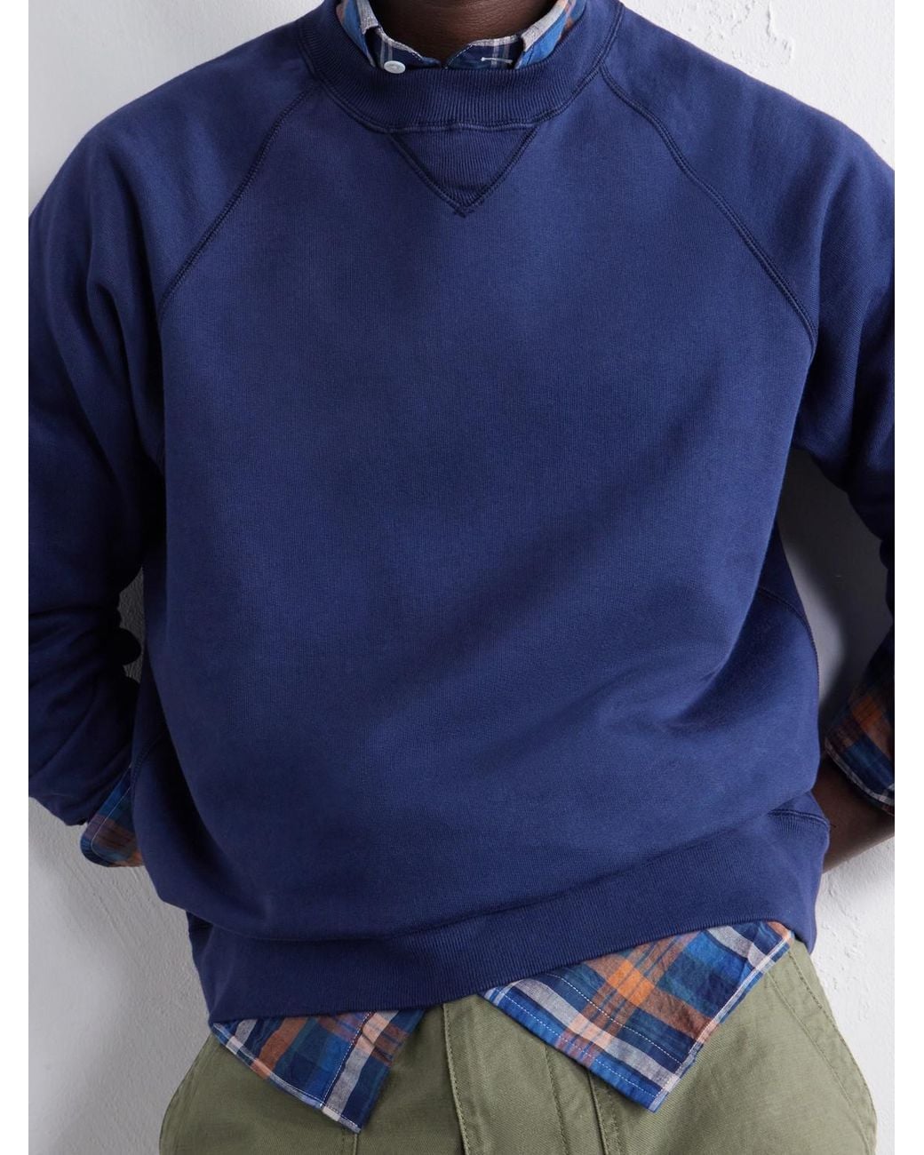 Drake's Blue Garment-Washed Cotton-Jersey Sweatshirt for men