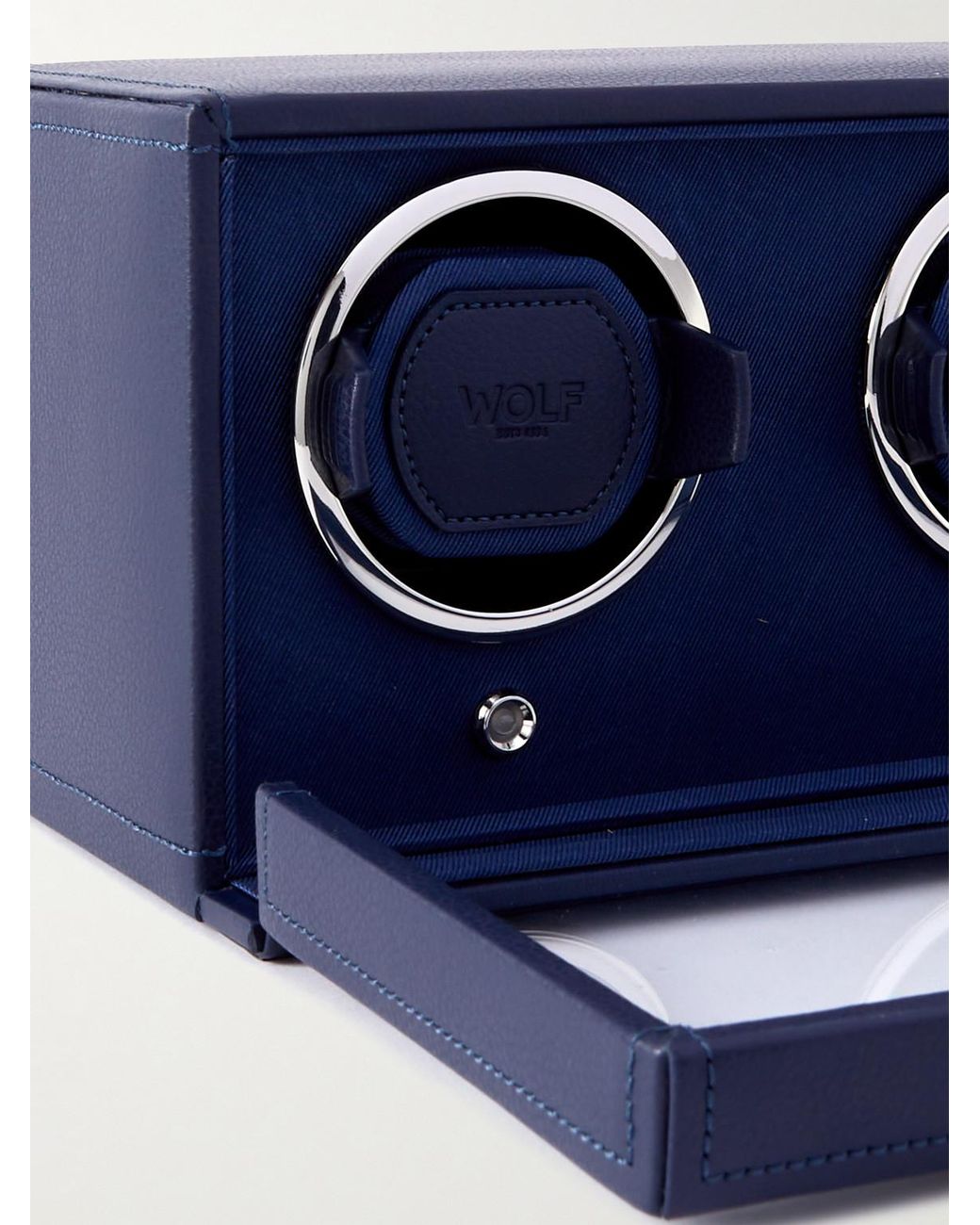 Wolf Blue Cub Full-Grain Vegan Double Watch Winder With Cover for men
