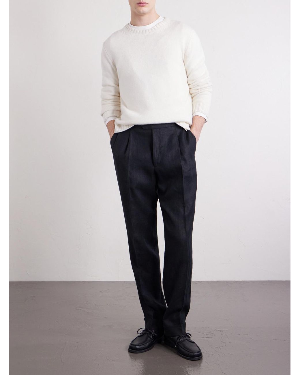 Saman Amel Blue Amie Straight-leg Linen Suit Trousers for men