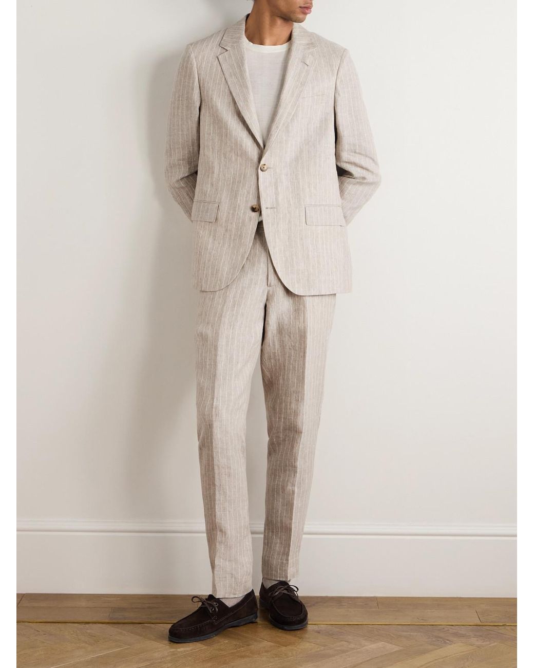 Mr P. Natural Striped Linen Suit Jacket for men